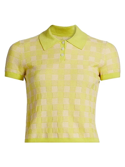 Gingham Shrunken Short-Sleeve Polo Shirt