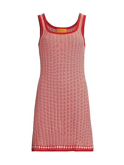 Fine Striped Silk & Linen Tank Minidress