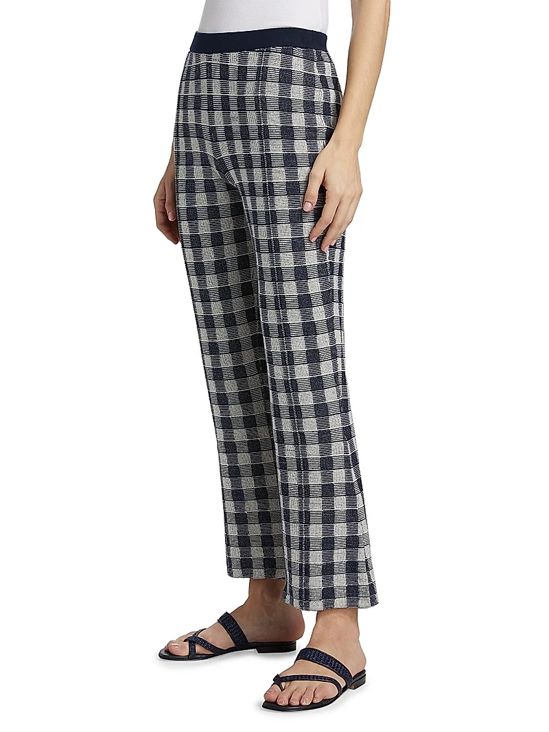 Gingham Flare Knit Pants