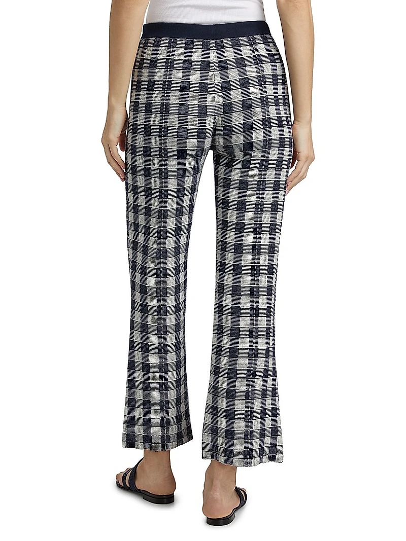 Gingham Flare Knit Pants