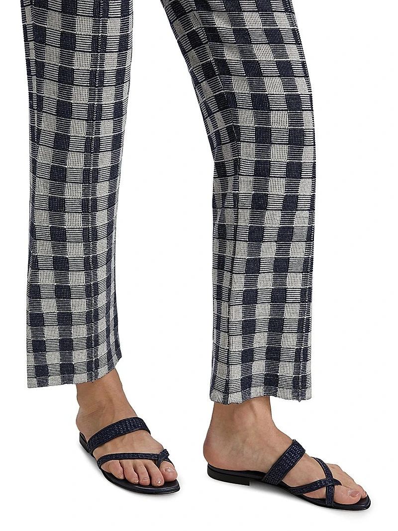 Gingham Flare Knit Pants