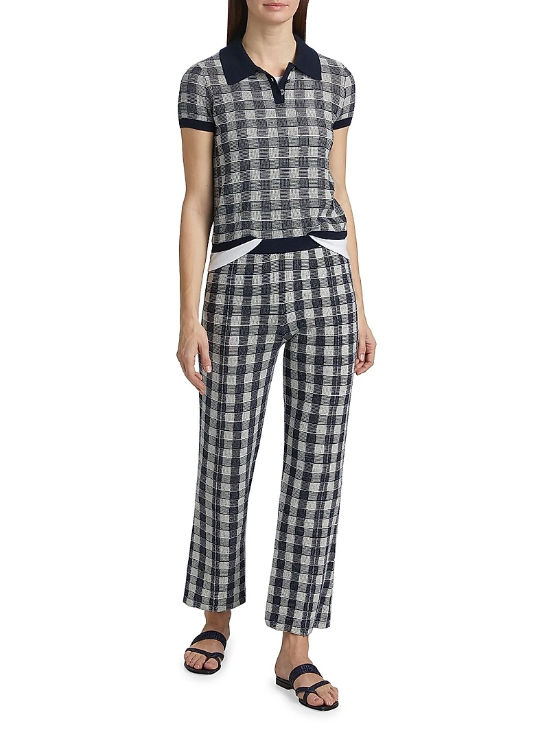 Gingham Flare Knit Pants