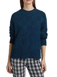 Check-Knit Stretch-Cotton Sweater