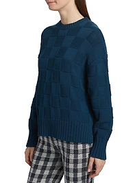 Check-Knit Stretch-Cotton Sweater