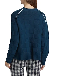 Check-Knit Stretch-Cotton Sweater