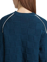 Check-Knit Stretch-Cotton Sweater
