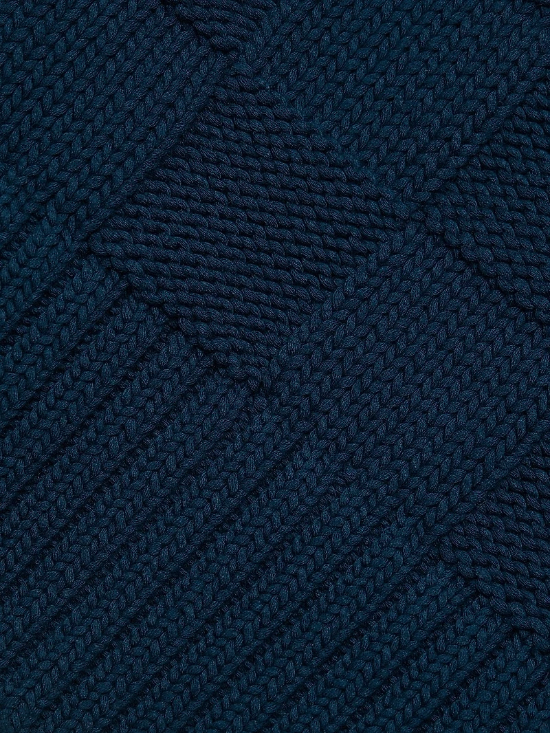 Check-Knit Stretch-Cotton Sweater