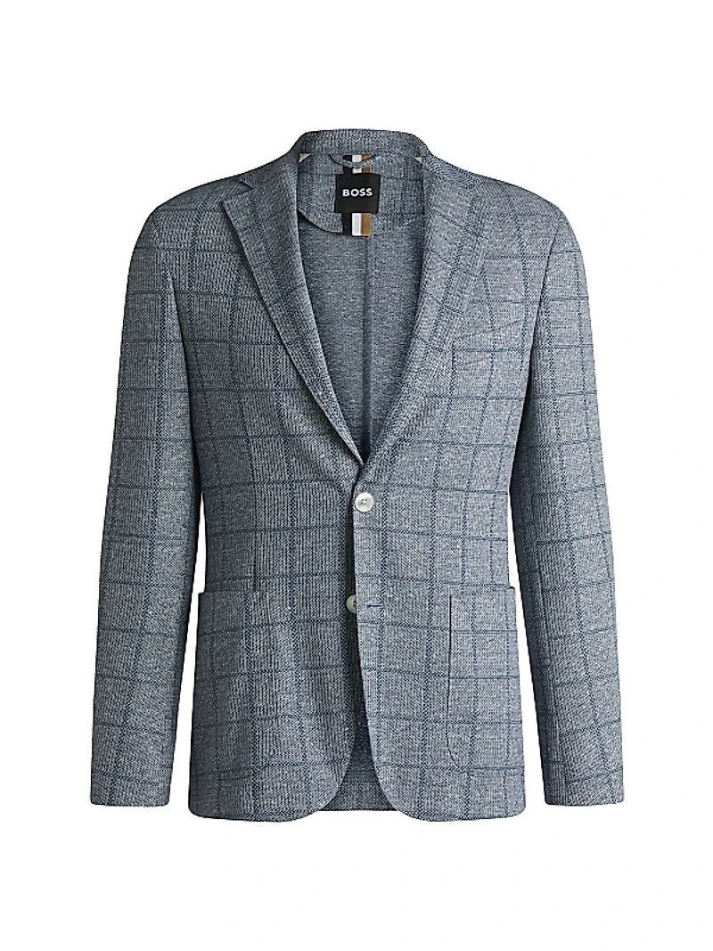 Slim-Fit Blazer in Checked Stretch Fabric