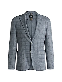 Slim-Fit Blazer in Checked Stretch Fabric