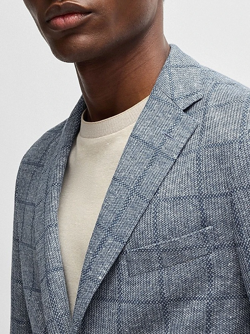 Slim-Fit Blazer in Checked Stretch Fabric