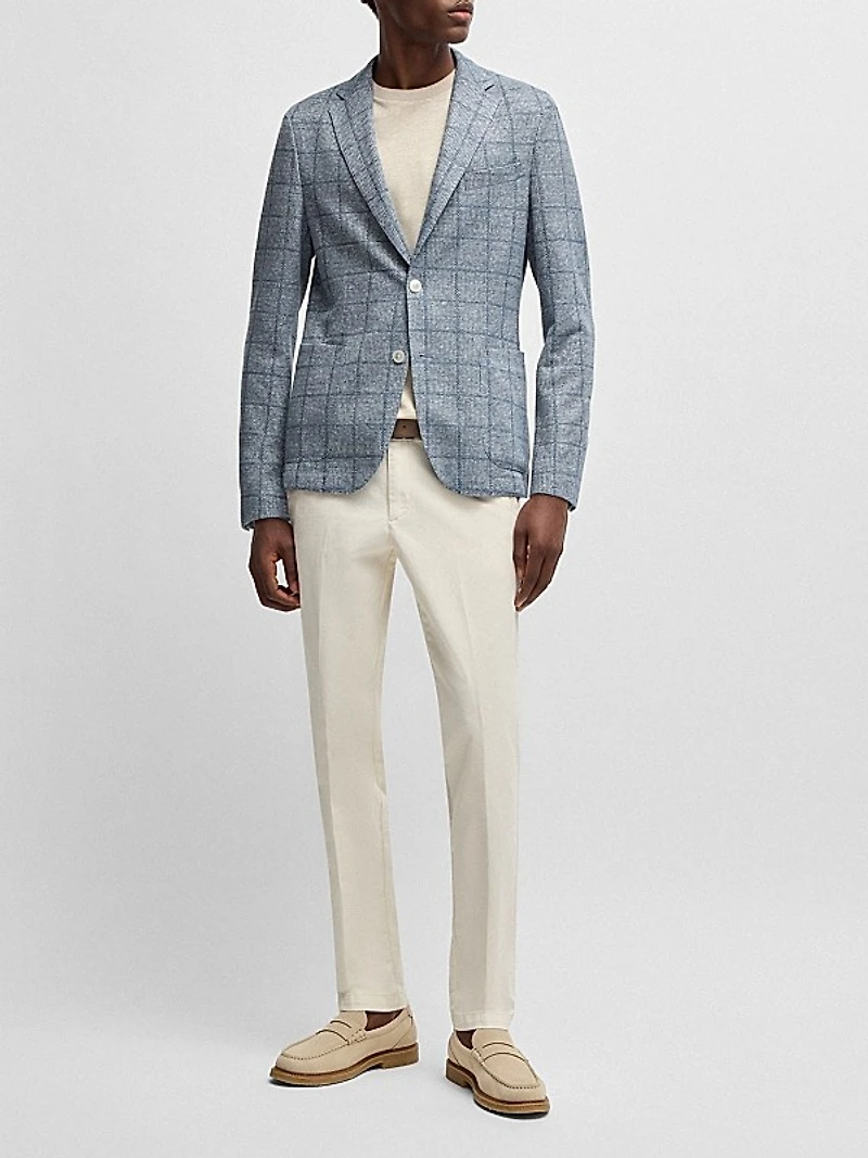 Slim-Fit Blazer in Checked Stretch Fabric