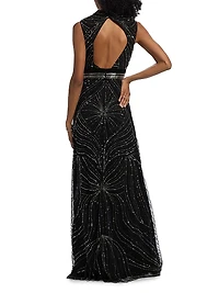 Sequined Velvet-Trimmed Gown