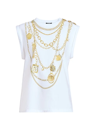 Trompe L'œil-Print Cotton Tank