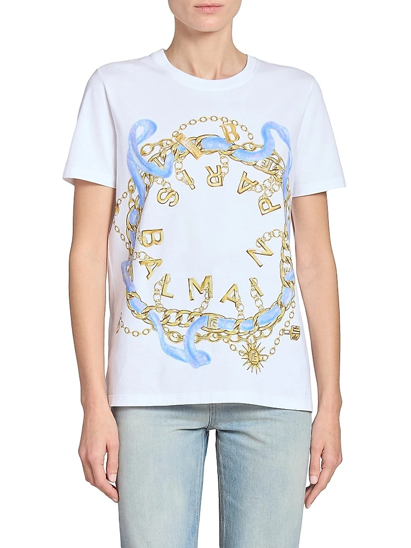 Paris Chains Printed Cotton T-Shirt