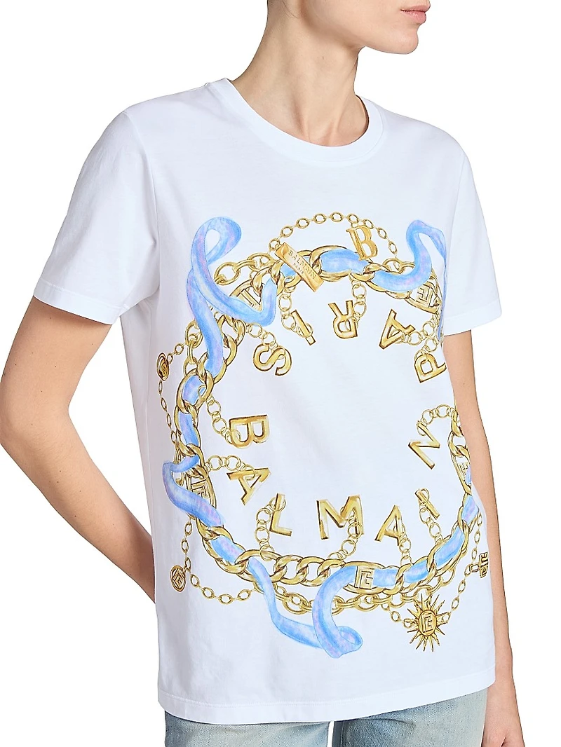 Paris Chains Printed Cotton T-Shirt