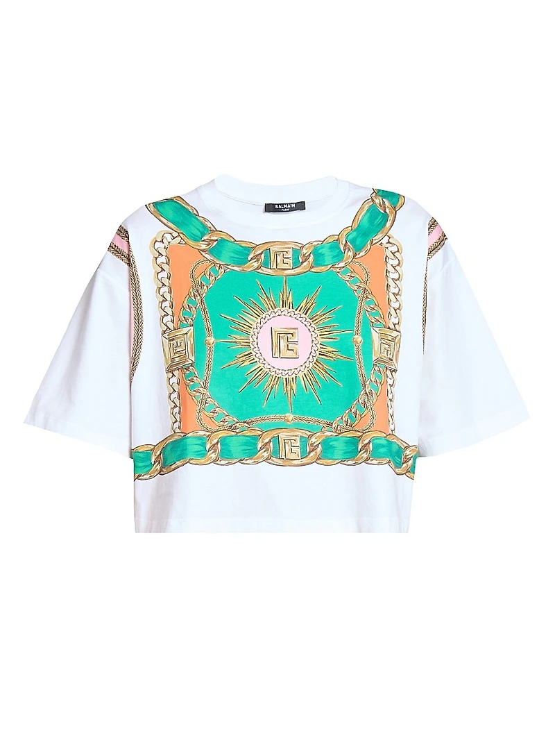 Foulard Print Cotton Crop T-Shirt