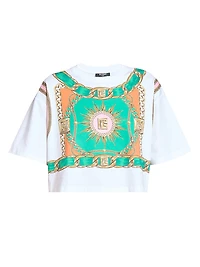 Foulard Print Cotton Crop T-Shirt