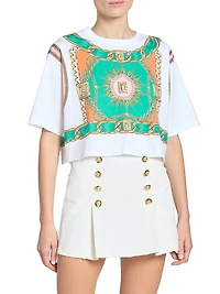 Foulard Print Cotton Crop T-Shirt