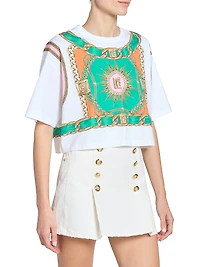 Foulard Print Cotton Crop T-Shirt