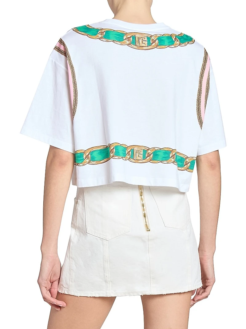 Foulard Print Cotton Crop T-Shirt