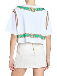 Foulard Print Cotton Crop T-Shirt