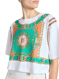 Foulard Print Cotton Crop T-Shirt