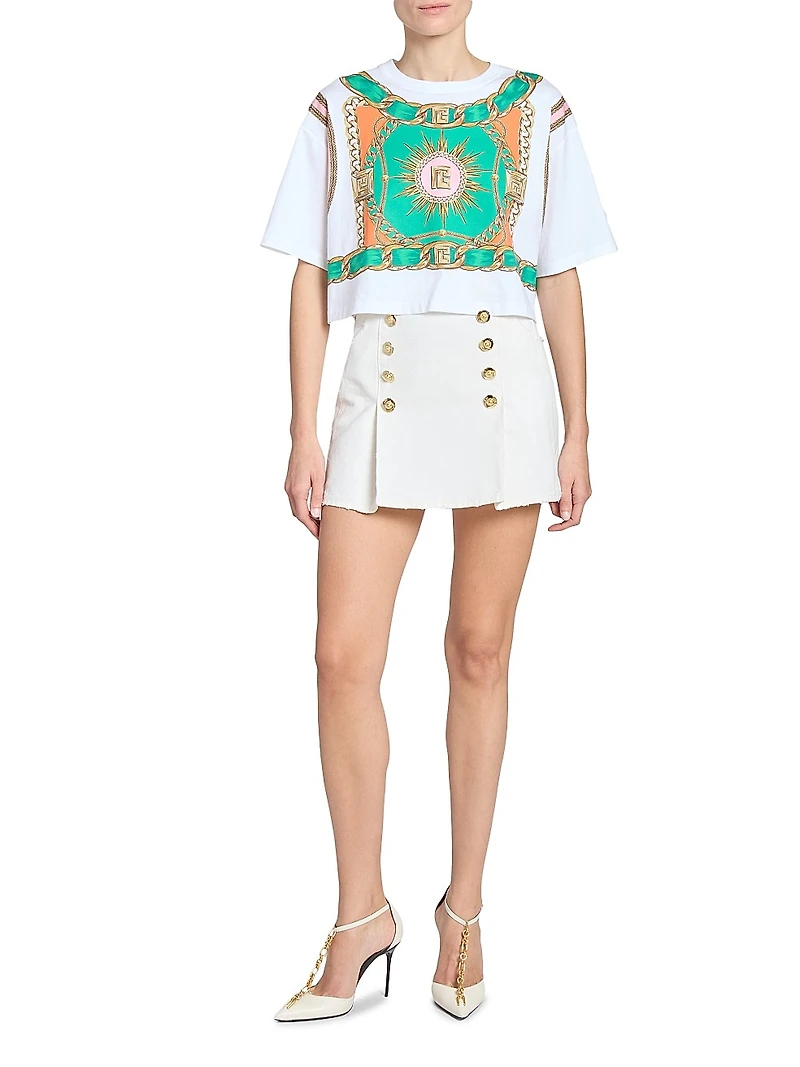 Foulard Print Cotton Crop T-Shirt