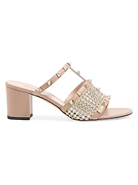 Rockstud Calfskin Slide Sandals 60MM