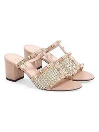Rockstud Calfskin Slide Sandals 60MM