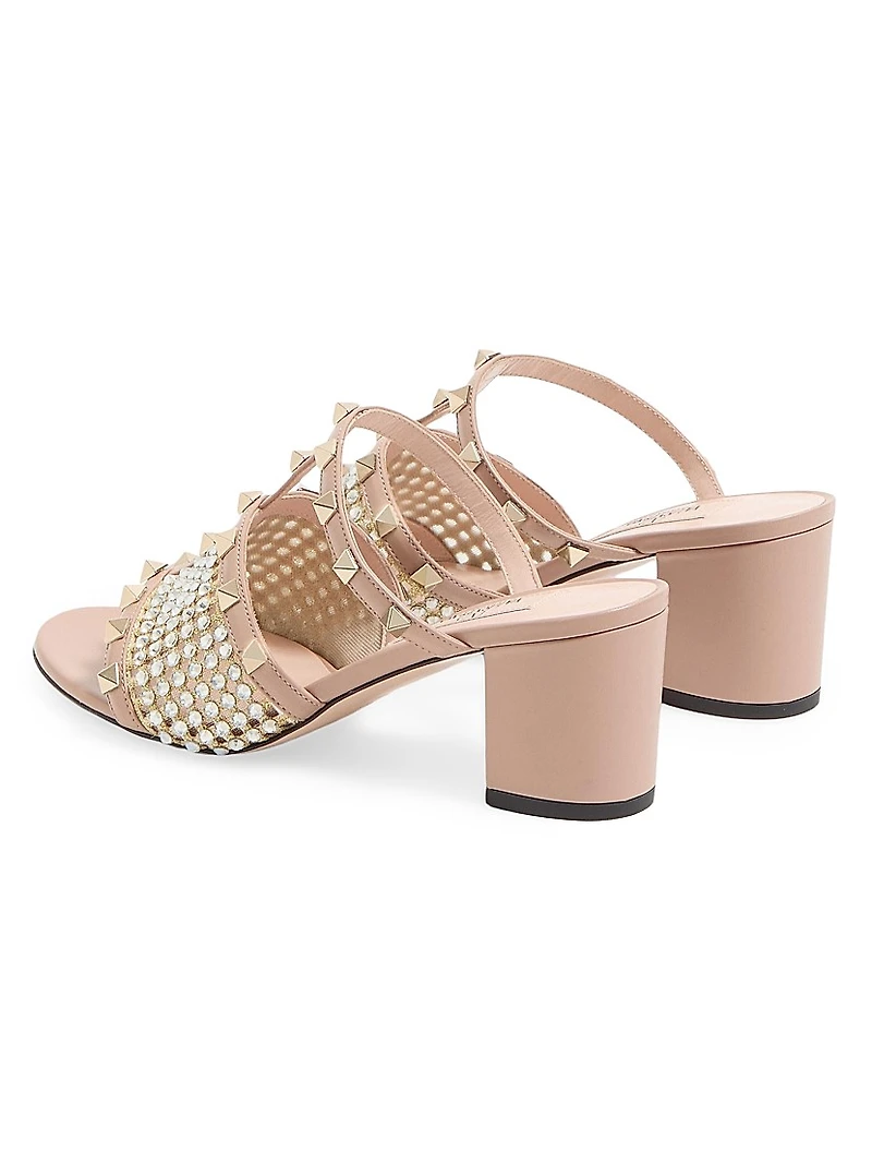 Rockstud Calfskin Slide Sandals 60MM