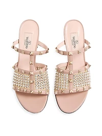 Rockstud Calfskin Slide Sandals 60MM