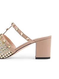 Rockstud Calfskin Slide Sandals 60MM