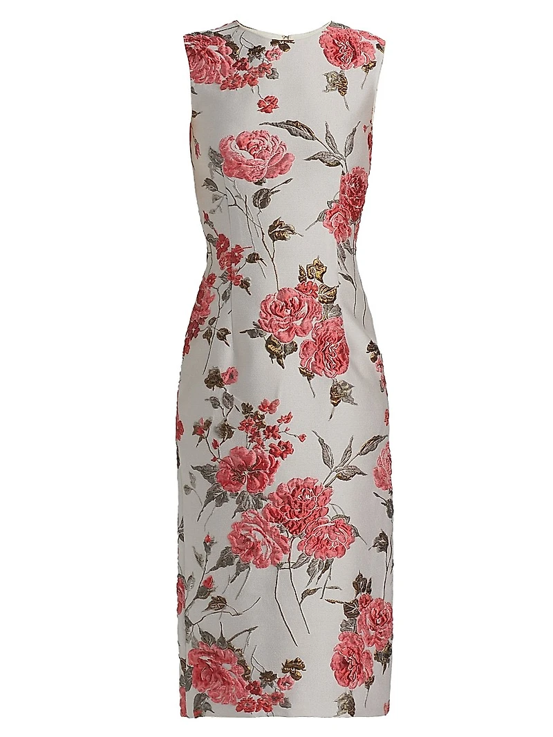 Floral Sleeveless Sheath Midi-Dress