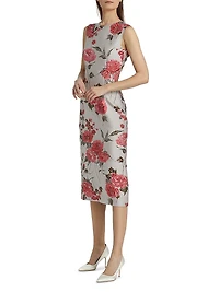 Floral Sleeveless Sheath Midi-Dress