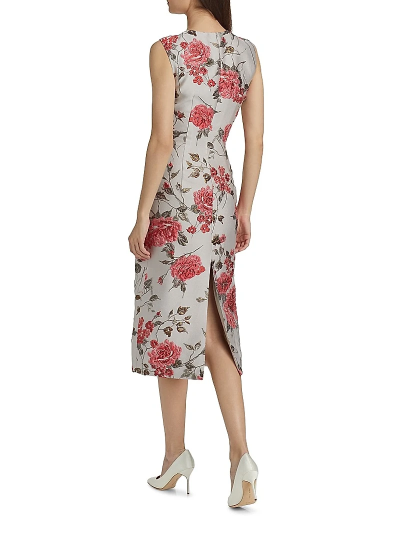 Floral Sleeveless Sheath Midi-Dress