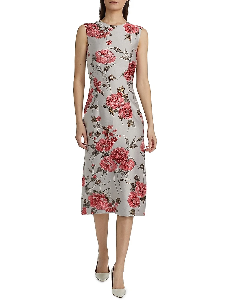 Floral Sleeveless Sheath Midi-Dress
