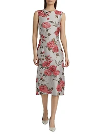 Floral Sleeveless Sheath Midi-Dress
