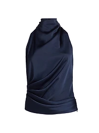 Draped Satin Sleeveless Top