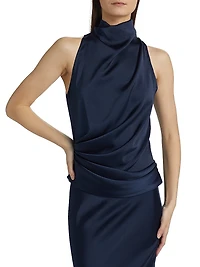 Draped Satin Sleeveless Top