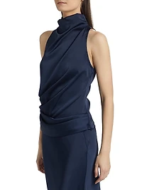 Draped Satin Sleeveless Top