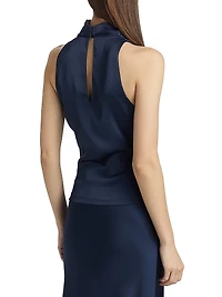 Draped Satin Sleeveless Top