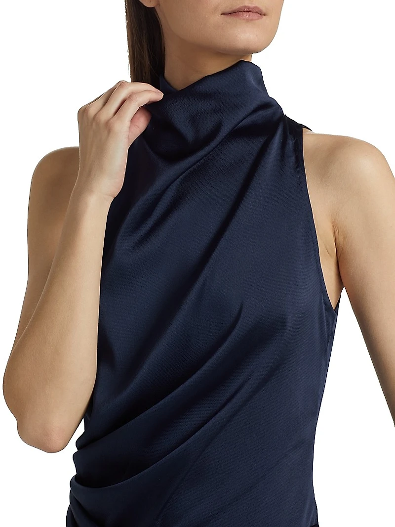 Draped Satin Sleeveless Top