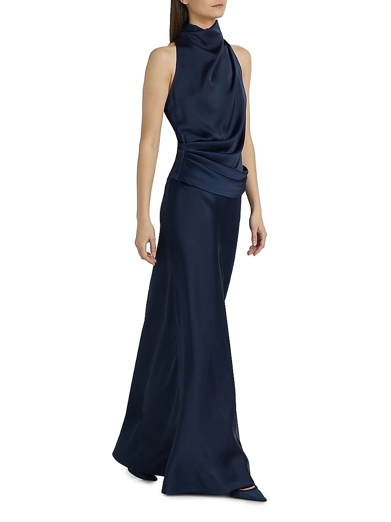 Draped Satin Sleeveless Top