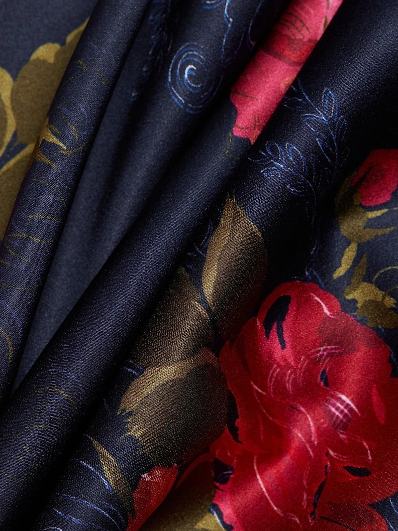 Rania Floral Stretch Silk Midi-Dress