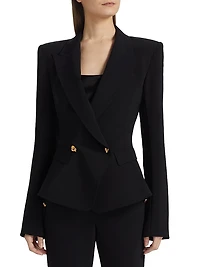 Double-Breasted Peplum Blazer