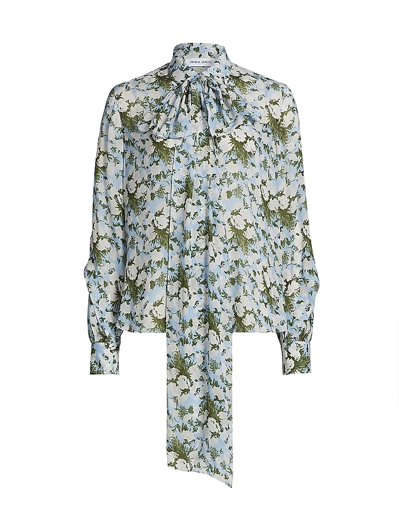 Printed Neck Tie Blouse