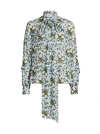 Printed Neck Tie Blouse