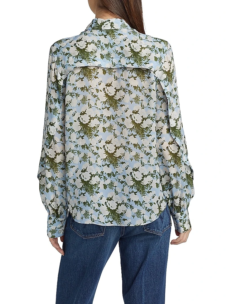 Printed Neck Tie Blouse