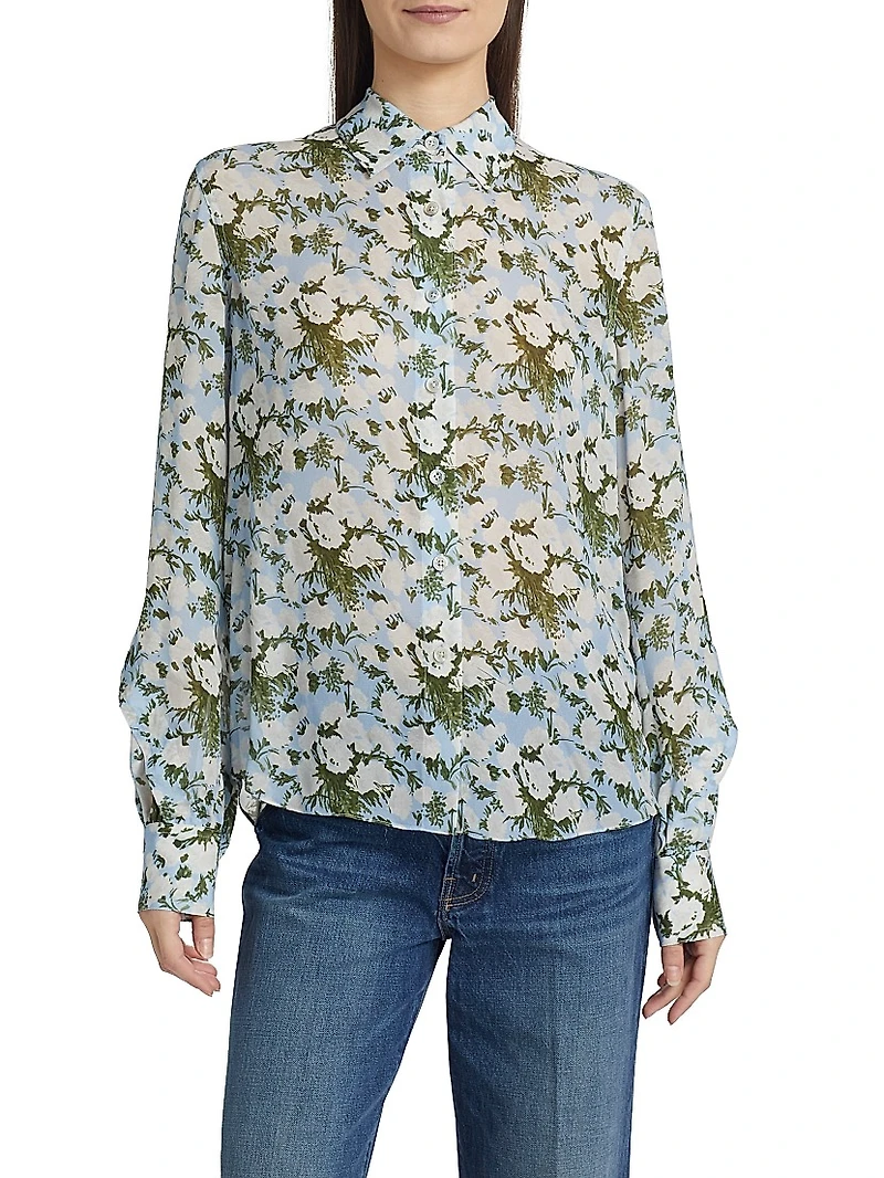 Printed Neck Tie Blouse