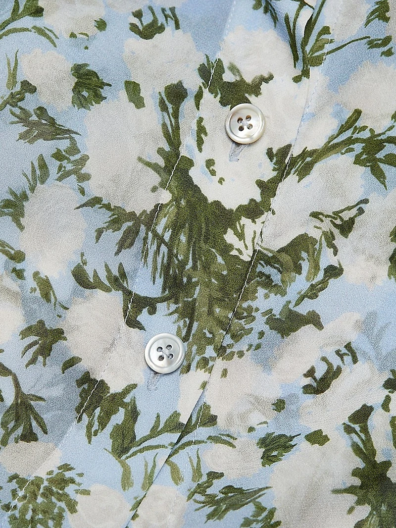 Printed Neck Tie Blouse